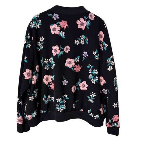 Lane Bryant Women's Plus Size 26/28 Floral Bomber Jacket Black - Picture 8 of 10